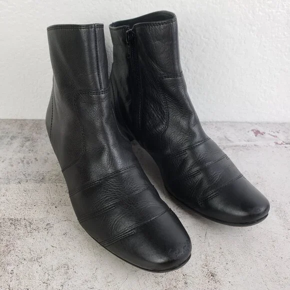 Paul Green Munchen Boots Black Leather Ankle Booties size US 7 - Picture 3 of 13